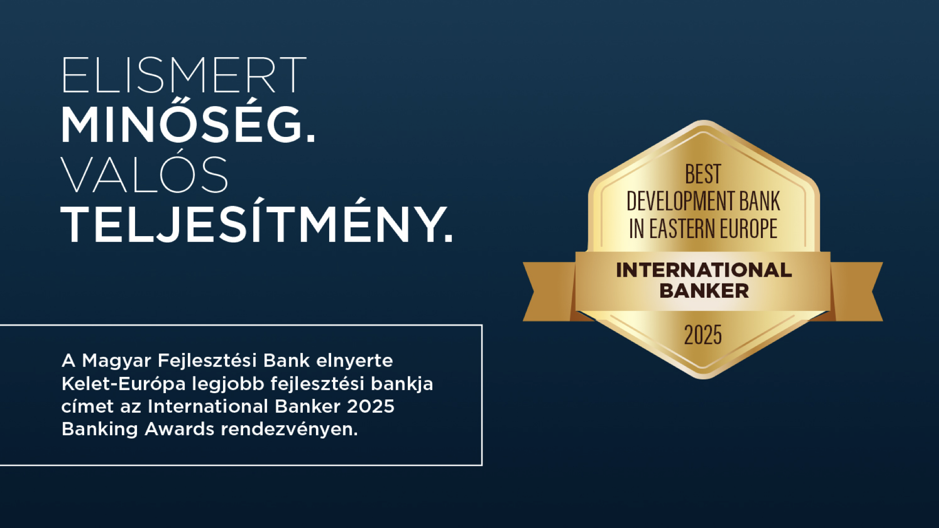 Nívós nemzetközi díjat kapott a Magyar Fejlesztési Bank